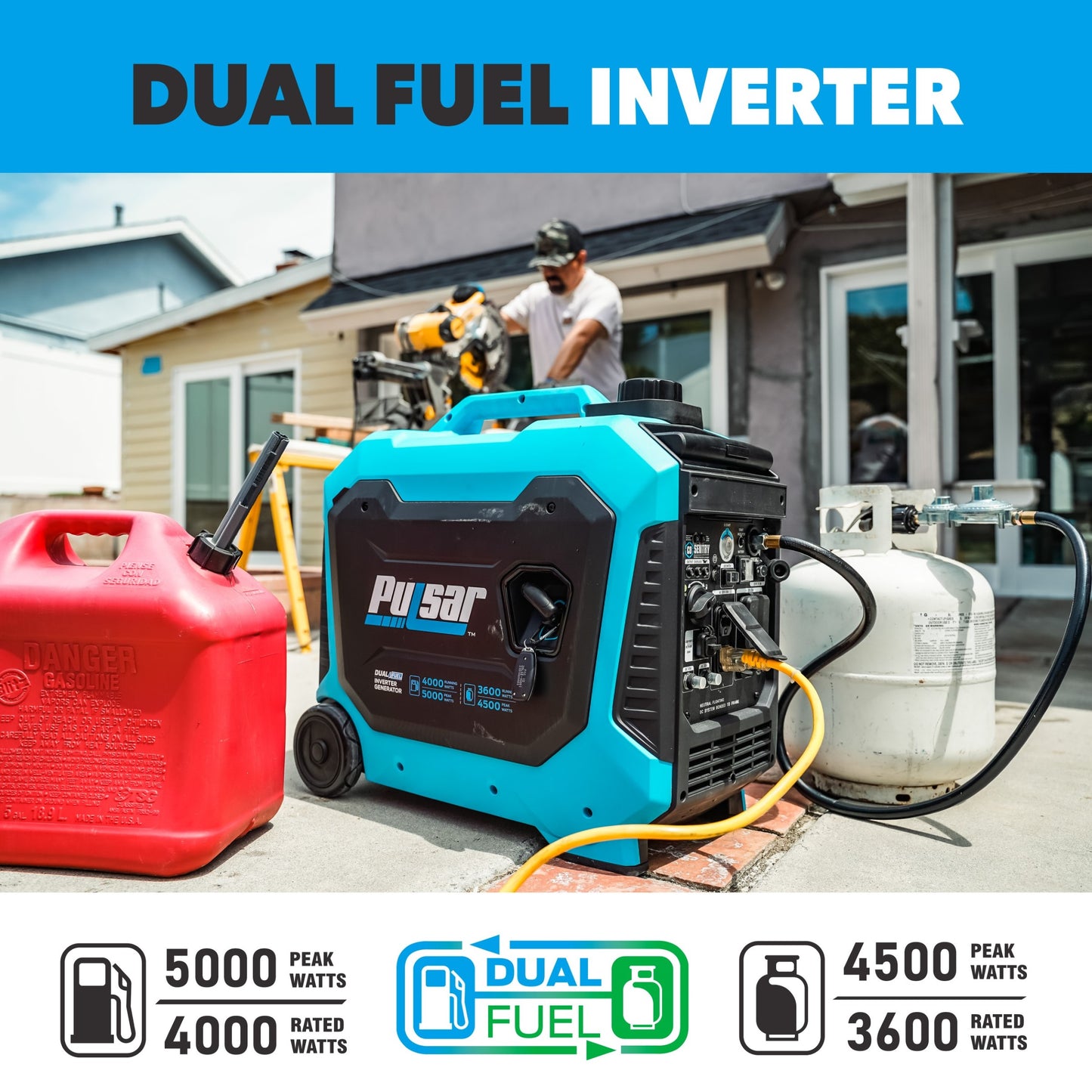 Pulsar 5000-Watt Dual Fuel Inverter Generator with Remote Start and CO Sentry